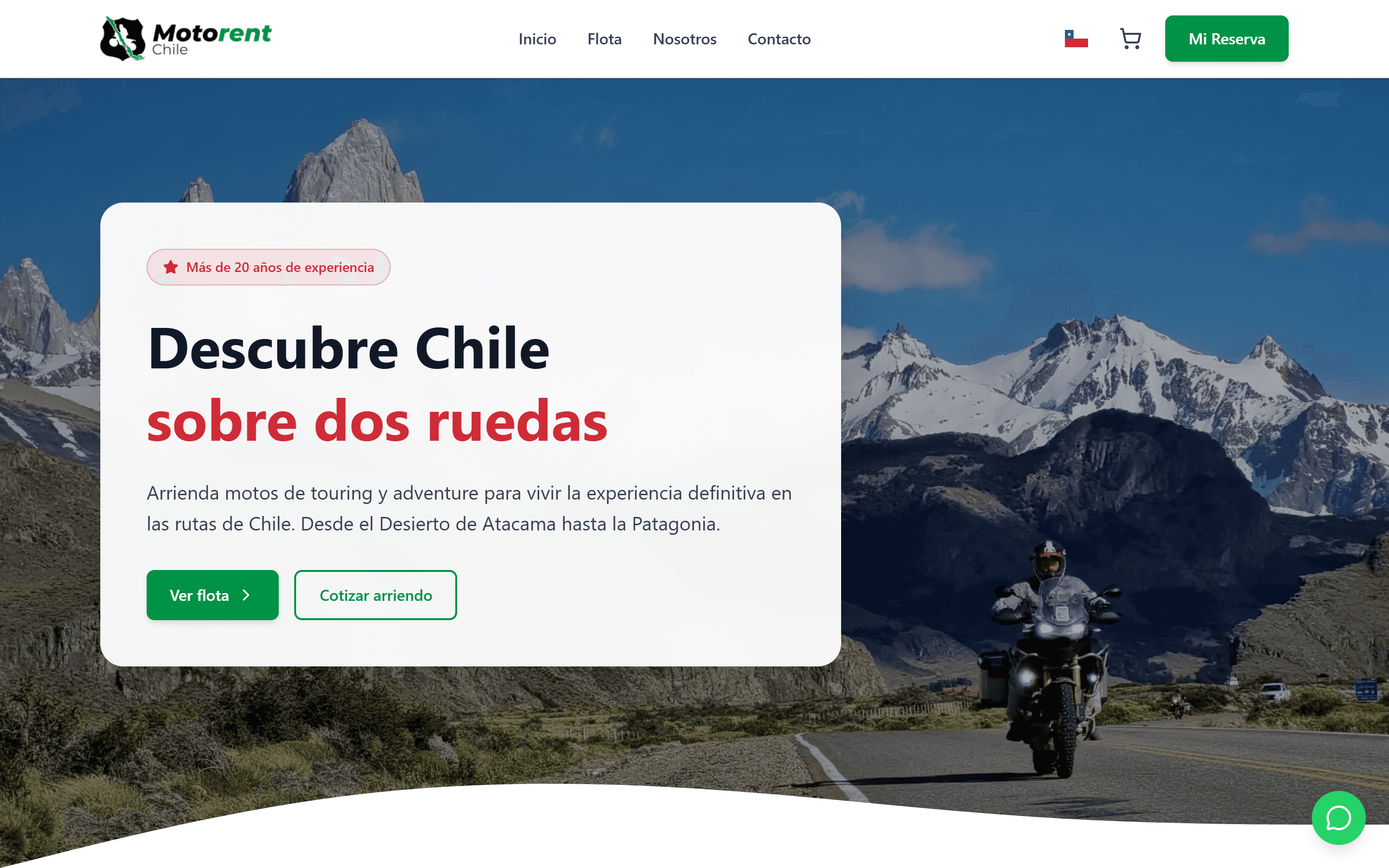 Sitio web de Motorent Chile